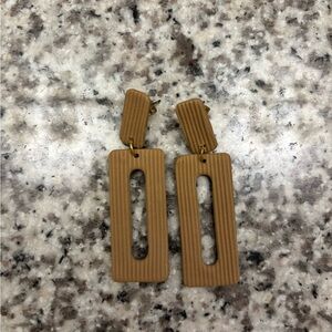 Rectangular Brown Dangle Earrings